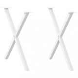 vidaXL Picioare de masă &icirc;n formă de X, 2 buc., alb, 80x(72-73) cm, oțel 4012921