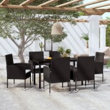 Cumpara ieftin Set de servit masa pentru grădină, 7 piese, negru