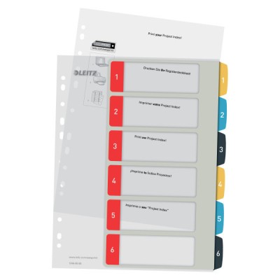Index plastic Leitz Cosy A4 numerotat 1-6 imprimabil multicolor foto