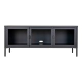 Cumpara ieftin Dulap TV Brisbane, 3 uși de sticlă, oțel, negru 130x40x55 cm