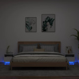 Noptiere cu lumini LED, 2 buc., alb, 40x39x37 cm GartenMobel Dekor, vidaXL