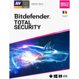 LICENTA retail BITDEFENDER tip Total Security pt PC | Mac | Smartphone | Tableta 10 utilizatori valabilitate 1 an Windows | macOS | iOS | Android &amp;quo