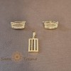 Set cercei clasici si pandantiv dreptunghiular cu zirconia - placat 14k