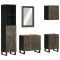 vidaXL Set de mobilier de baie 5 piese din lemn masiv de mango negru 3310003
