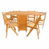 Set Masa Plianta Fag cu 6 Scaune Pliante, Sertar si Roti, 160cm Extinsa, Living/Bucatarie