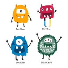 Set de 4 autocolante MONSTER pentru decorarea camerei copilului perete fereastra mobilier