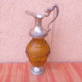 sticla decorativa montura metal argintat Italia Bologna carafa vas inalt vaza flori
