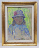 Ghelman Lazar - Portret Fetiță, Ulei/Carton, 48x35cm, Semnat 1971 - Album Pictură, Artă Rom&acirc;nească