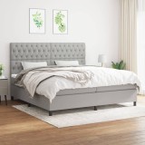 Cumpara ieftin Pat box spring cu saltea, gri deschis, 200x200 cm, textil