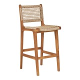 Cumpara ieftin Scaun de bar Derby, lemn de tec/poliratan, natural
