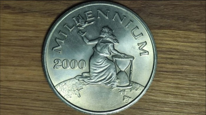 Liberia - moneda aniversara f rara - 10 dolari / dollars 2000 ⌀37mm UNC - Millenium ! - tiraj 10k - pentru cunoscatori