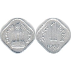 India 1968 - 1 paisa, circulata