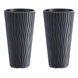 Set 2 ghivece inalte Sandy Slim, rotunde, antracit, 34,9x62 cm, Prosperplast