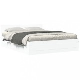 Cumpara ieftin Cadru de pat cu tablie, alb, 150x200 cm, lemn prelucrat