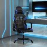 vidaXL Scaun de gaming de masaj, negru și albastru, piele ecologică 345511