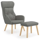 Cumpara ieftin Scaun de relaxare cu taburet, gri deschis, textil