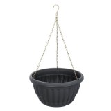Ghiveci Flori Suspendat din Plastic Gri cu Lanturi Metalice, CMCLASS