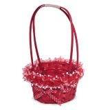 Cos Decorativ de Paste cu Maner de Bambus Rosu cu Panglica, &Oslash;23x35cm, CMCLASS