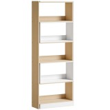 HOMCOM Bibliotecă de Colț cu 5 Polițe, Design Rotativ 350&deg;, Lemn/Alb | Aosom Romania