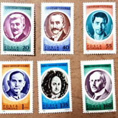 TIMBRE ROMANIA MNH LP 631/1966 -Aniversări culturale I -Serie simplă