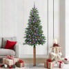 VidaXL Brad de Crăciun subțire Verde 210 cm PVC și lemn de PIN masiv 3394883