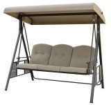 Leagan de gradina Dubai, 3 locuri, max. 250 kg, bej, cu acoperis reglabil
