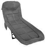Pat pliabil pentru camping cu spatar reglabil tip sezlong, 200x65 cm, gri
