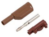 Mufă banană 4mm 32A 1kV maro cu izolaţie Diam.cablu max: 4mm