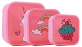 Set 3 cutii pentru alimente, design dinozaur