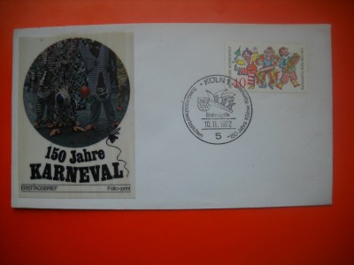 HOPCT PLIC S FDC NR 712 CARNAVALUL DE LA KOLN 1972 GERMANIA -NECIRCULAT foto
