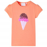 Tricou pentru copii, portocaliu neon, 104, vidaXL