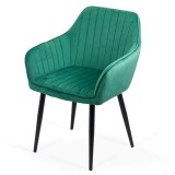 scaun living din catifea verde cu picioare metalice negre Moderno25900