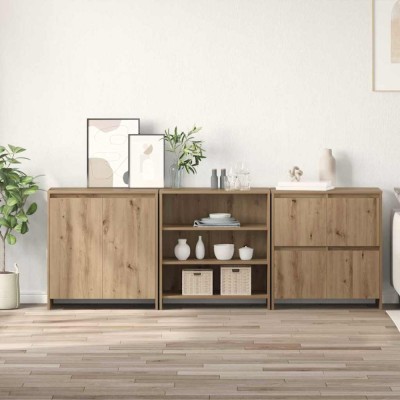 vidaXL Bufeturi 3 pcs stejar artizanal 70 x 41 x 75 cm Lemn compozit 3393158 foto