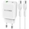 Incarcator Retea cu Cablu USB-C BLUE Power BCN5, 20W, 3A, 1 x USB-A - 1 x USB-C, Alb
