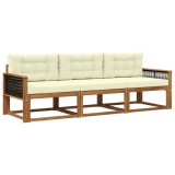 vidaXL Set de canapele de exterior cu pernă 3 pcs Natural și Crem 3382303