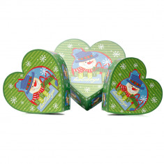Set 3 cutii inimă de Crăciun &ndash; model sarbători fericite
