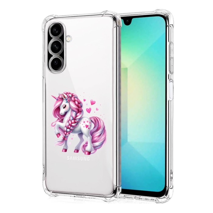 Husa antisoc pentru samsung galaxy a26, airbag, pink unicorn, clear