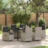 Set dining grădină 7 piese gri deschis poliratan vidaXL