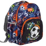 Ghiozdan gradinita 3D My Way, model minge de fotbal, negru-albastru
