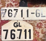 PER.COMUNISTA, PLACUTE VECHI INMATRICULARE pt. MOTOCICLETA cu ATAS ( X 2 buc.TABLA ALUMINIU)