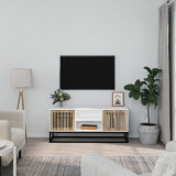 VidaXL Comodă TV, alb, 105x30x45 cm, lemn prelucrat &amp; fier