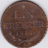 Cumpara ieftin 2. Austria 1 Kreuzer Creitar Krajczar 1816 A Viena, Europa, Cupru (arama)