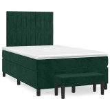 Cumpara ieftin Pat box spring cu saltea, verde inchis, 120x200 cm, catifea