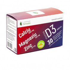 Calciu Magneziu Zinc Vitamina D3, 30 plicuri, Laboratoarele Remedia