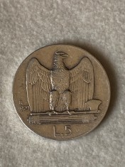 5 Lire 1929 Italia - Argint foto