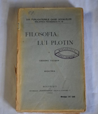 Grigore Tausan - Filosofia lui Platon (editia a III-a, 1923) foto