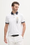 Aeronautica Militare tricou polo bărbați, culoarea bej, cu imprimeu, PO1853P191