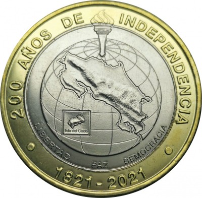 Costa Rica 500 Colones 2021 (Bicentenary of Independence) 28 mm KM-241 UNC !!! foto
