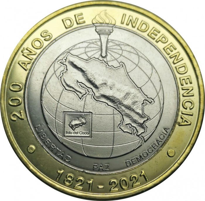 Costa Rica 500 Colones 2021 (Bicentenary of Independence) 28 mm KM-241 UNC !!!