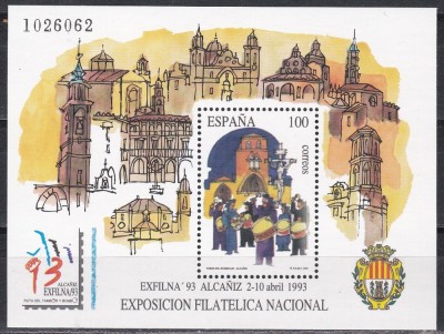 Spania 1993 - Expozitia Nationala Filatelica EXFILNA `93, Alcaniz, Colita, MNH foto